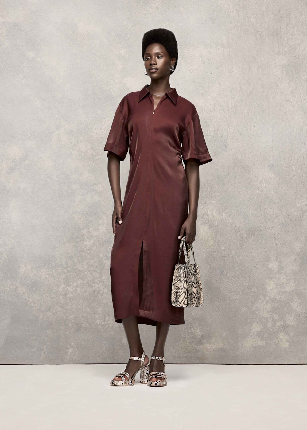 Aubergine Delila Metallic Midi Dress WHISTLES Whistles ROW